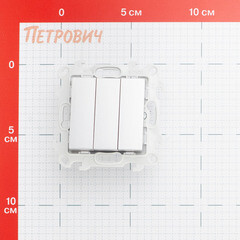 Выключатель Simon 24 Harmonie трехклавишный встраиваемый алюминий (2450391-033) - фото 2