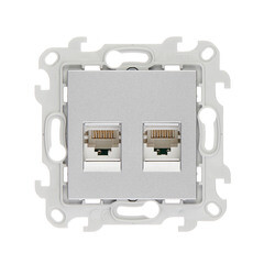 Изображение товара Розетка компьютерная Simon 24 Harmonie встраиваемая алюминий 2хRJ45 (2450593-033)