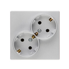 Розетка Simon 24 Harmonie встраиваемая алюминий (2450459-033) - фото 1