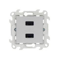 Изображение товара Розетка USB Simon 24 Harmonie встраиваемая алюминий 2хUSB-А (2411096-033)