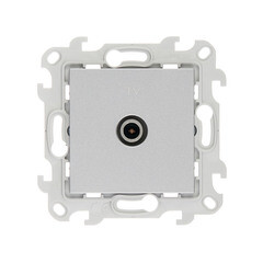 Розетка телевизионная Simon 24 Harmonie встраиваемая алюминий TV (2450476-033) - фото 1