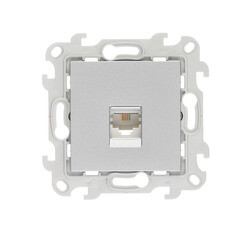 Изображение товара Розетка телефонная Simon 24 Harmonie встраиваемая алюминий RJ11 (2410480-033)