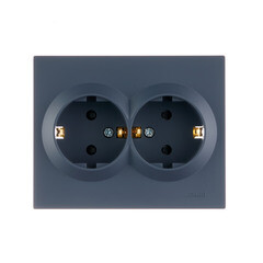 Розетка Lezard Vesna встраиваемая графит со шторками (742-3400-178B) - фото 1