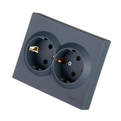 Розетка Lezard Vesna встраиваемая графит со шторками (742-3400-178B) - фото 4