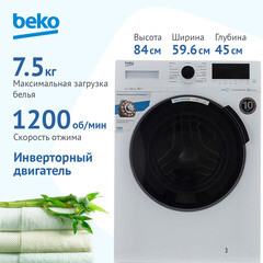 Стиральная машина Beko WSPE7H616W белая - фото 9