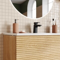 Комплект тумба с раковиной Iddis Bild 80 см подвесная дуб светлый (BIL80V0i95K) - фото 7