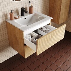 Комплект тумба с раковиной Iddis Bild 60 см подвесная дуб светлый (BIL60V0i95K) - фото 5