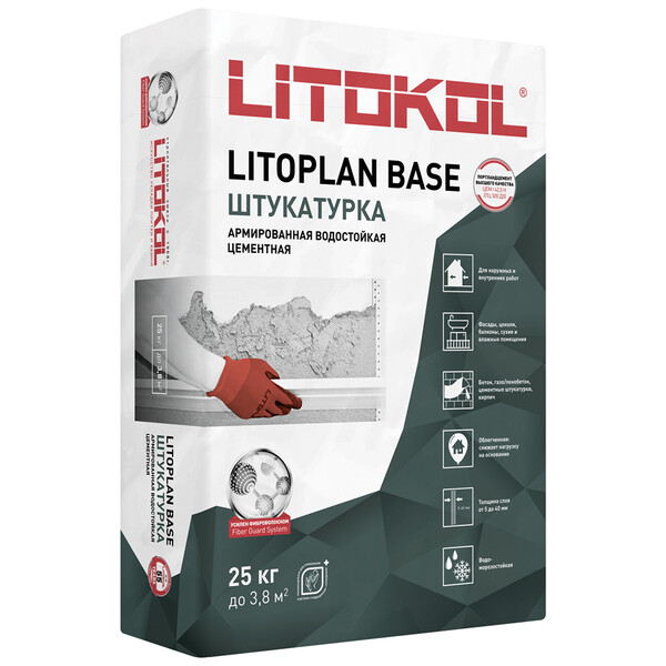 Штукатурка цементная Litokol Litoplan Base водостойкая армированная 25 ...