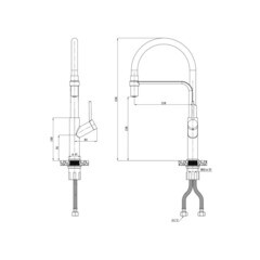 Смеситель для кухни Esko Gold черный/золото с гибким изливом однорычажный (K50GB) - фото 2