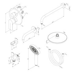 Душевая система Damixa Apollo встраиваемая с верхним душем с лейкой с изливом черная (947510300) - фото 4