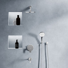 Душевая система Damixa Apollo встраиваемая с верхним душем с лейкой с изливом хром (947510000) - фото 5