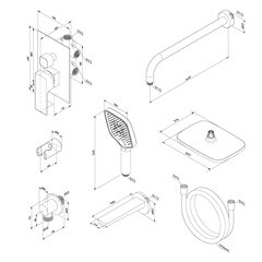Душевая система Damixa Gala встраиваемая с верхним душем с лейкой с изливом хром (953510000) - фото 3