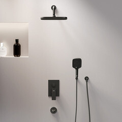 Душевая система Damixa Gala встраиваемая с верхним душем с лейкой с изливом черная (953510300) - фото 5