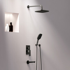 Душевая система Damixa Gala встраиваемая с верхним душем с лейкой с изливом черная (953510300) - фото 2