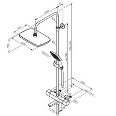 Душевая система Damixa Gala с верхним душем с лейкой с изливом хром (953810000) - фото 2