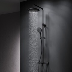 Душевая система AM.PM Like с верхним душем с лейкой с изливом черная (F0780522) - фото 2