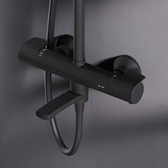 Душевая система AM.PM X-Joy с верхним душем с лейкой с изливом черная (F0785A522) - фото 8