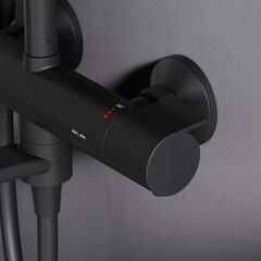 Душевая система AM.PM X-Joy с верхним душем с лейкой с изливом черная (F0785A522) - фото 7