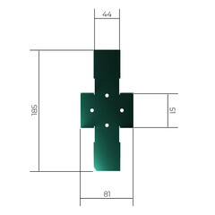 Кронштейн для столба заборного 60х60 мм зеленый RAL 6005 - фото 3