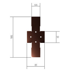 Кронштейн для столба заборного 60х60 мм коричневый RAL 8017 - фото 3