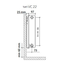 Радиатор стальной панельный тип 22 КМ Ventil Compact 500х600 мм1/2 нижнее универсальное подключение белый - фото 2