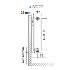 Радиатор стальной панельный тип 22 КМ Ventil Compact 500х700 мм1/2 нижнее универсальное подключение белый - фото 2