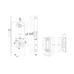 Замок врезной Palladium 600-M AB для межкомнатной двери под фиксатор античная бронза - фото 2