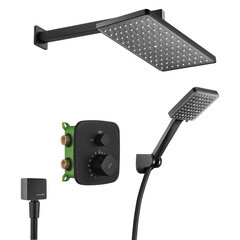 Душевая система Swedbe Platta встраиваемая с верхним душем с лейкой черная (5565B)