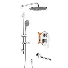 Душевая система Swedbe Platta встраиваемая с верхним душем с лейкой с изливом хром (5542G1)