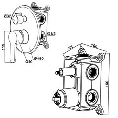 Душевая система Swedbe Platta встраиваемая с верхним душем с лейкой с изливом хром (5542G1) - фото 3