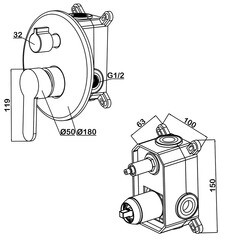 Душевая система Swedbe Platta встраиваемая с верхним душем с лейкой хром (5536G1) - фото 2