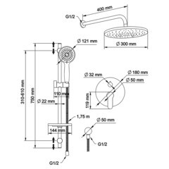 Душевая система Swedbe Platta встраиваемая с верхним душем с лейкой хром (5536G1) - фото 3