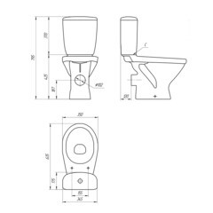 Унитаз-компакт Cersanit Trento с горизонтальным выпуском с сиденьем термопласт микролифт белый (S-KO-TR011-3/6-PL-w) - фото 2