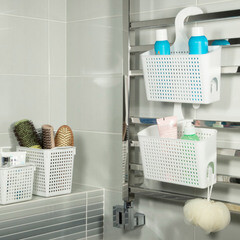 Полка для ванной Violet Лофт навесная с петлей 240х90х260 мм пластик белая (611006) - фото 5
