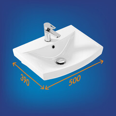 Раковина Cersanit Carina 50 см подвесная белая (S-UM-CAR50/1-w) - фото 6