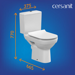 Унитаз-компакт Cersanit City безободковый с горизонтальным выпуском с сиденьем дюропласт микролифт белый (S-KO-CIT011-3/5-COn-S-DL-) - фото 8