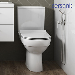 Унитаз-компакт Cersanit City безободковый с горизонтальным выпуском с сиденьем дюропласт микролифт белый (S-KO-CIT011-3/5-COn-S-DL-) - фото 4