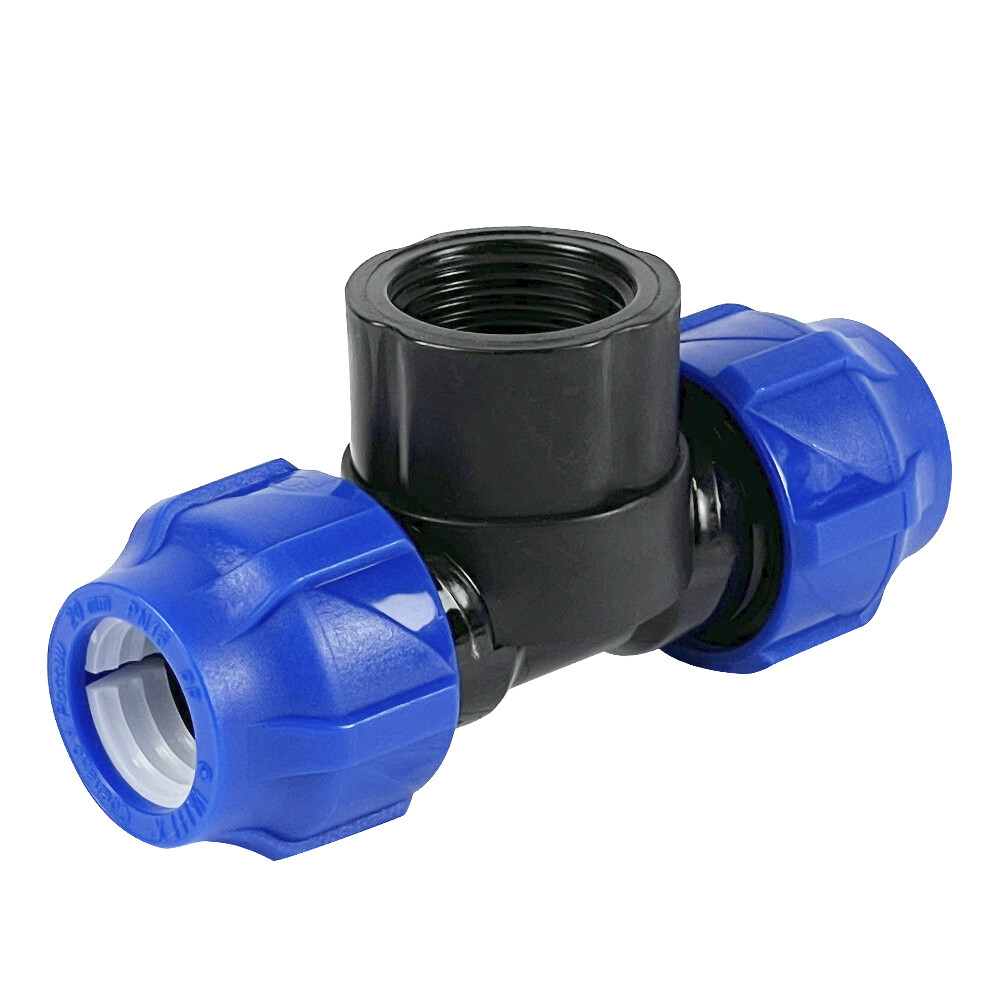 Тройник ПНД Valfex компрессионный переходной 20х20х3/4 ВР(г)