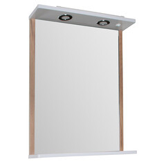 Зеркало с подсветкой с полкой прямоугольное 60х73,8 см в раме белой/дуб золотой АСБ-Мебель Альпина (11766) - фото 6