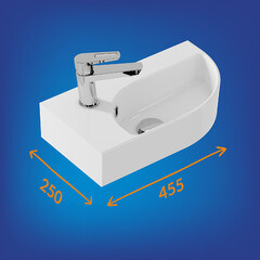 Раковина Cersanit Cameo 45 см угловая левая белая (63405) - фото 6