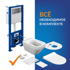 Комплект инсталляции Cersanit Link Pro с унитазом Crea Square Clean On и сиденьем дюропласт микролифт быстросъем (63997) - фото 11