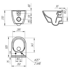 Унитаз подвесной Cersanit City Smart безободковый с сиденьем дюропласт микролифт (64822) - фото 3