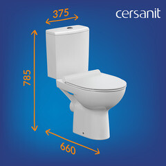 Унитаз-компакт Cersanit Nature Clean On безободковый с горизонтальным выпуском с сиденьем дюропласт микролифт белый (65410) - фото 6
