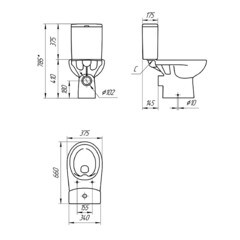 Унитаз-компакт Cersanit Nature Clean On безободковый с горизонтальным выпуском с сиденьем дюропласт микролифт белый (65410) - фото 8