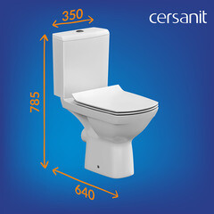 Унитаз-компакт Cersanit Carina Clean On безободковый с горизонтальным выпуском с сиденьем дюропласт микролифт белый (S-KO-CAR011-3/5-COn-S-DL-w) - фото 11