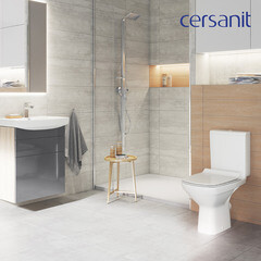 Унитаз-компакт Cersanit Carina Clean On безободковый с горизонтальным выпуском с сиденьем дюропласт микролифт белый (S-KO-CAR011-3/5-COn-S-DL-w) - фото 5