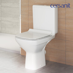 Унитаз-компакт Cersanit Carina Clean On безободковый с горизонтальным выпуском с сиденьем дюропласт микролифт белый (S-KO-CAR011-3/5-COn-S-DL-w) - фото 6