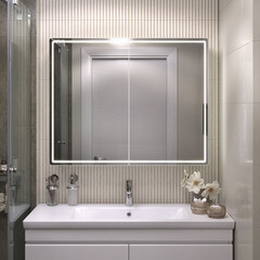 Зеркальный шкаф Vigo Geometry Classic 100х79х17 см с подсветкой белый - фото 3