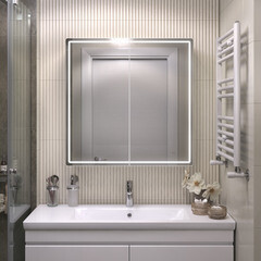 Зеркальный шкаф Vigo Geometry Classic 80х79х17 см с подсветкой белый - фото 2