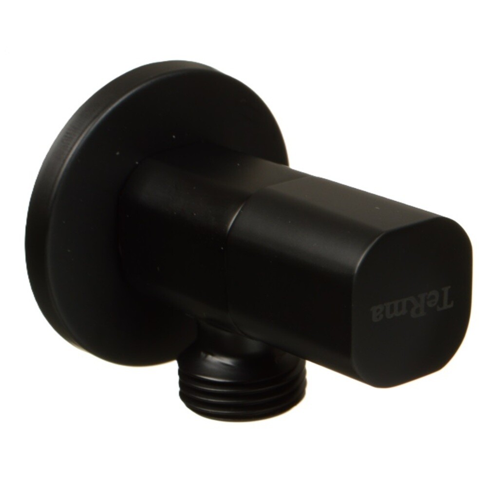 

Кран латунный Terma 1/2 НР(ш) х 1/2 НР(ш) для подключения бытовой техники черный вентиль угловой (26219)